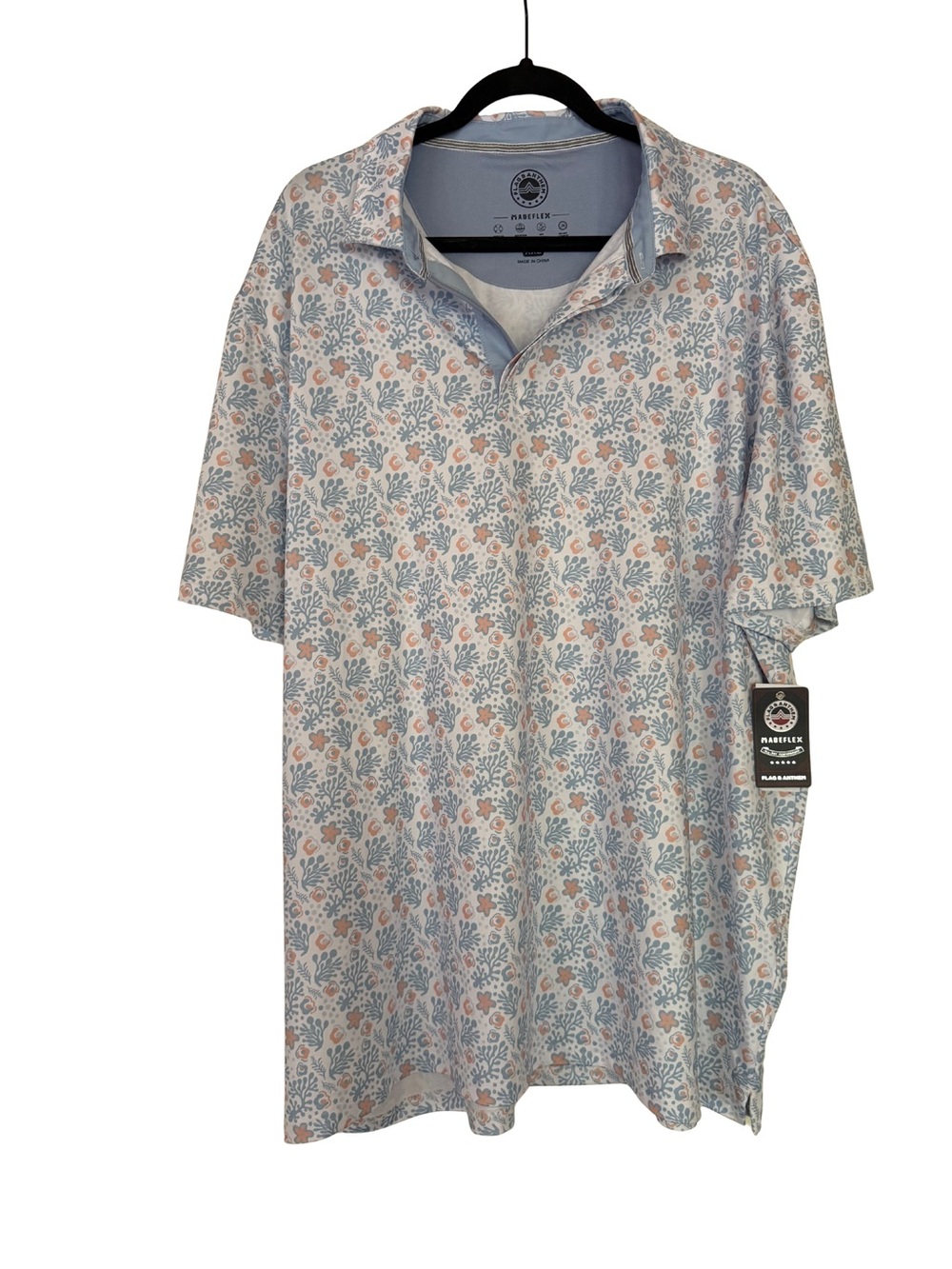 XXL Flag & Anthem Men's Floral Button-Down Shirt in Light Blue & Peach